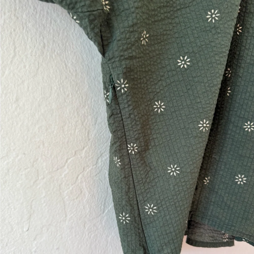 Madewell Forest Green Floral Voile Puff Sleeve Top Size 2